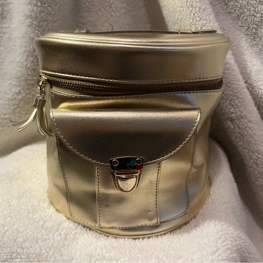 Vintage unused Nordstrom gold tone makeup case